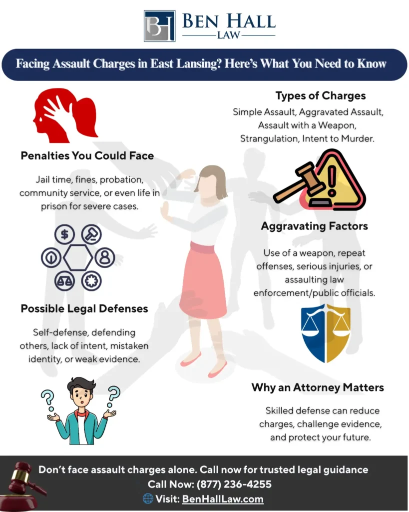 This infographic shows that Facing Assault Charges in East Lansing? Here’s What You Need to Know