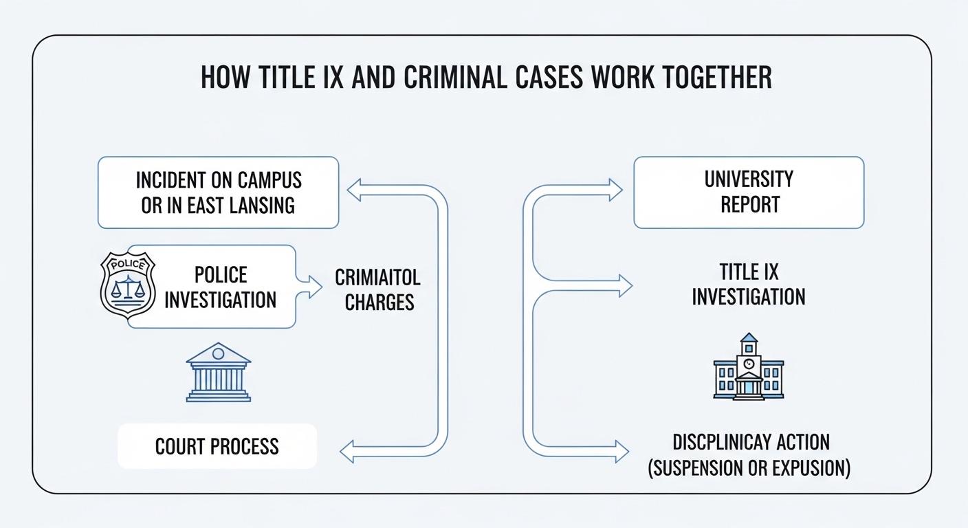 Title IX and criminal case process flowchart for college students