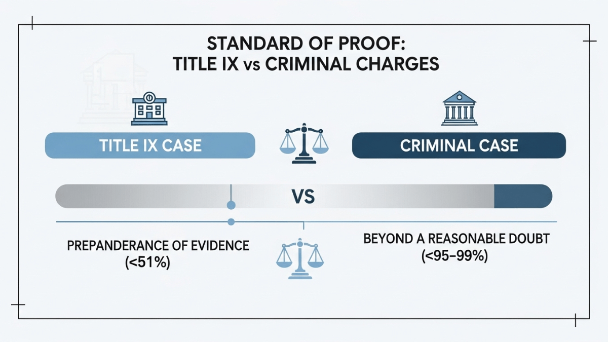 Title IX vs criminal charges standard of proof comparison scale